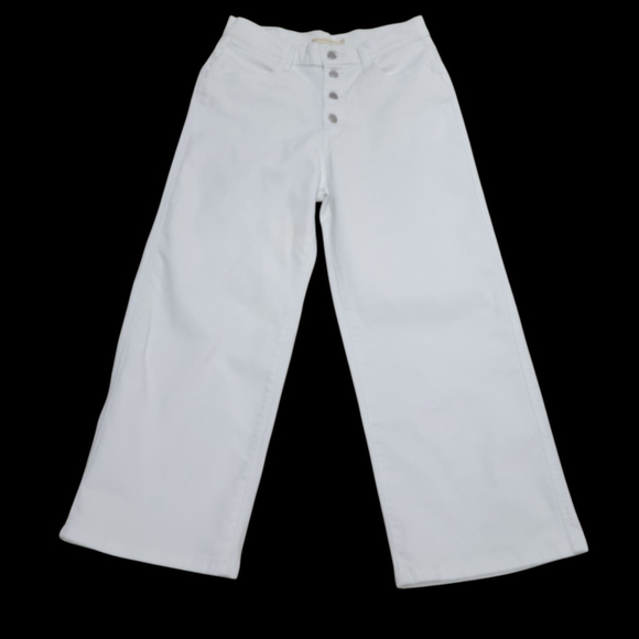 Levi's Denim - Levi's Mile High Cropped Wide-Leg Jeans Women's 30 Inseam 27" White